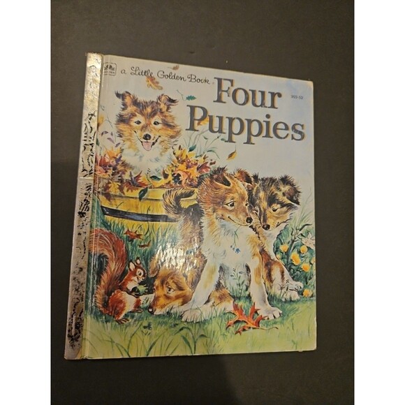 Four Puppies by Anne Heathers ~ 1960 Vintage Hardcover Little Golden Book - Picture 1 of 8